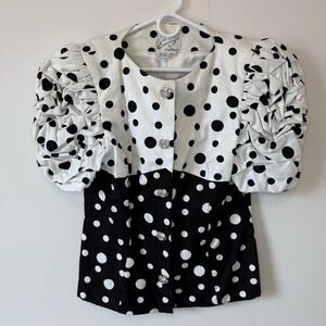 Raul Blanco Vintage Evenings Polka Dot Puff Sleeve Jacket